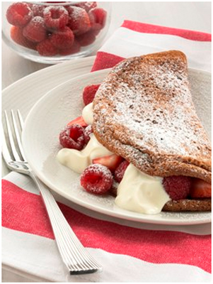 Chocolate Soufflé Omelette with Berries and Yoghurt